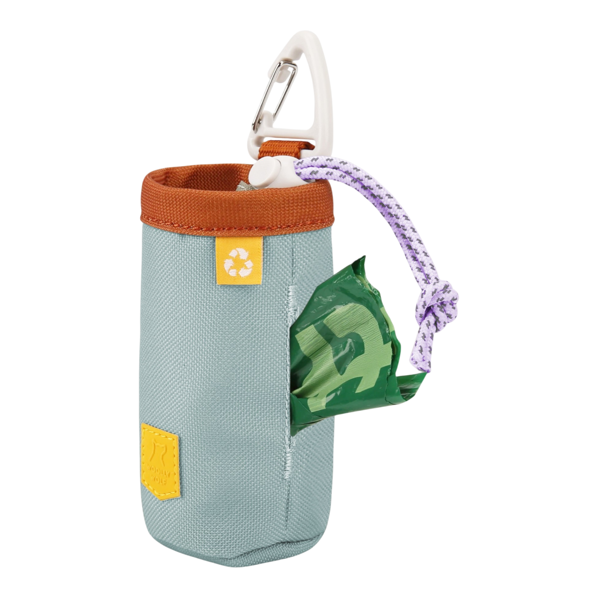 Poop Bag Holder Green with Clip and Velcro Stability - Woolly Wolf